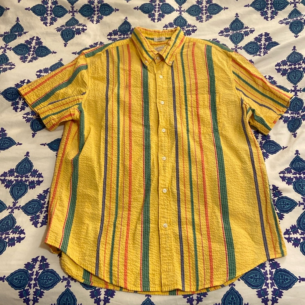 J.Crew classic striped camp shirt in size large